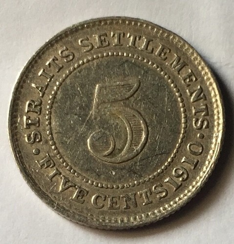 1910 KEVll 5 cents Silver coin high grade with toning....