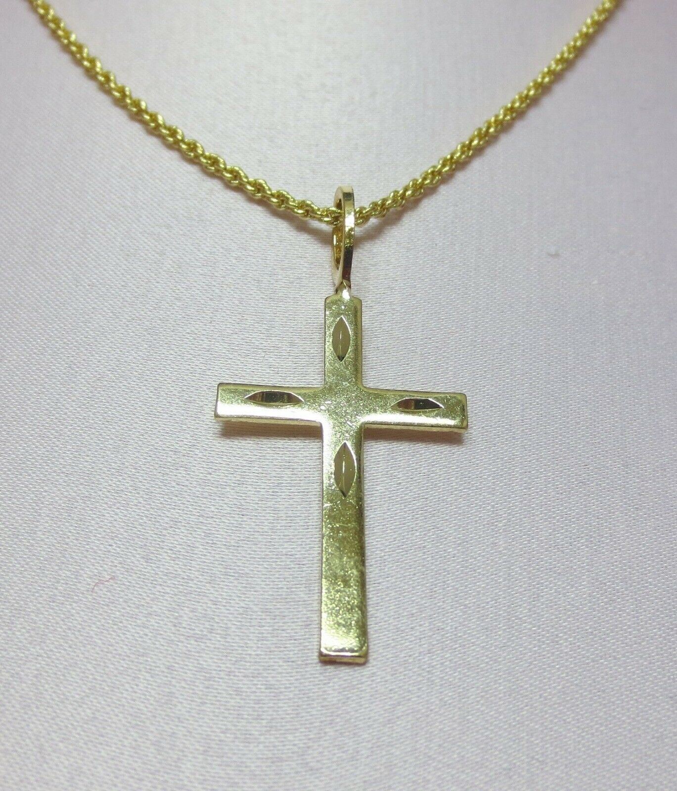 14 KT GOLD PLATED MODERN SMOOTH PLAIN CROSS CHARM WITH 30" ROPE CHAIN SET-2041