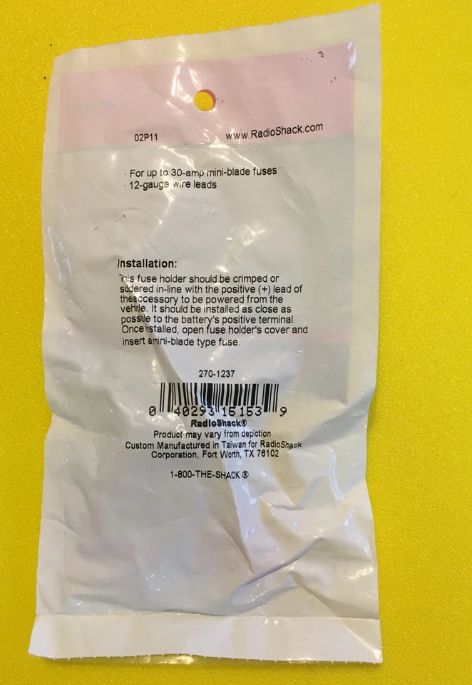 Radioshack 30A 12/24 В постоянного тока мини лезвие в линию держатель предохранителя No 270-0015 - Изображение 2 из 2