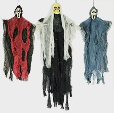 Set of Three Hanging Skeleton Ghost Halloween Decorations One 35" Hanging Ghost