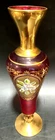 Murano Glass Ruby 24k Gold Vase Floral10 3/4" Raised Painted Signed A. Trevisan