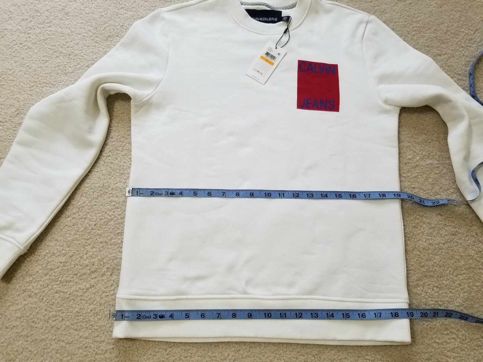 Calvin Klein Jeans Stacked Logo Crewneck Sweatshirt White Mens Sz.S