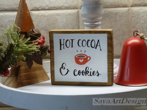 Mini letrero de madera para bandeja y estantes escalonados. Decoración de cocina de bar cafetería granja. - Imagen 5 de 16