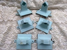 VTG MCM Blue Cast Iron Glaze Ceramic Rustic Towel Rack Ends Set Mid Century