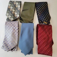 Lot of 6 Multi Brands Men's Ties 100% Silk Express,Axcess,Pierre Cardin and More