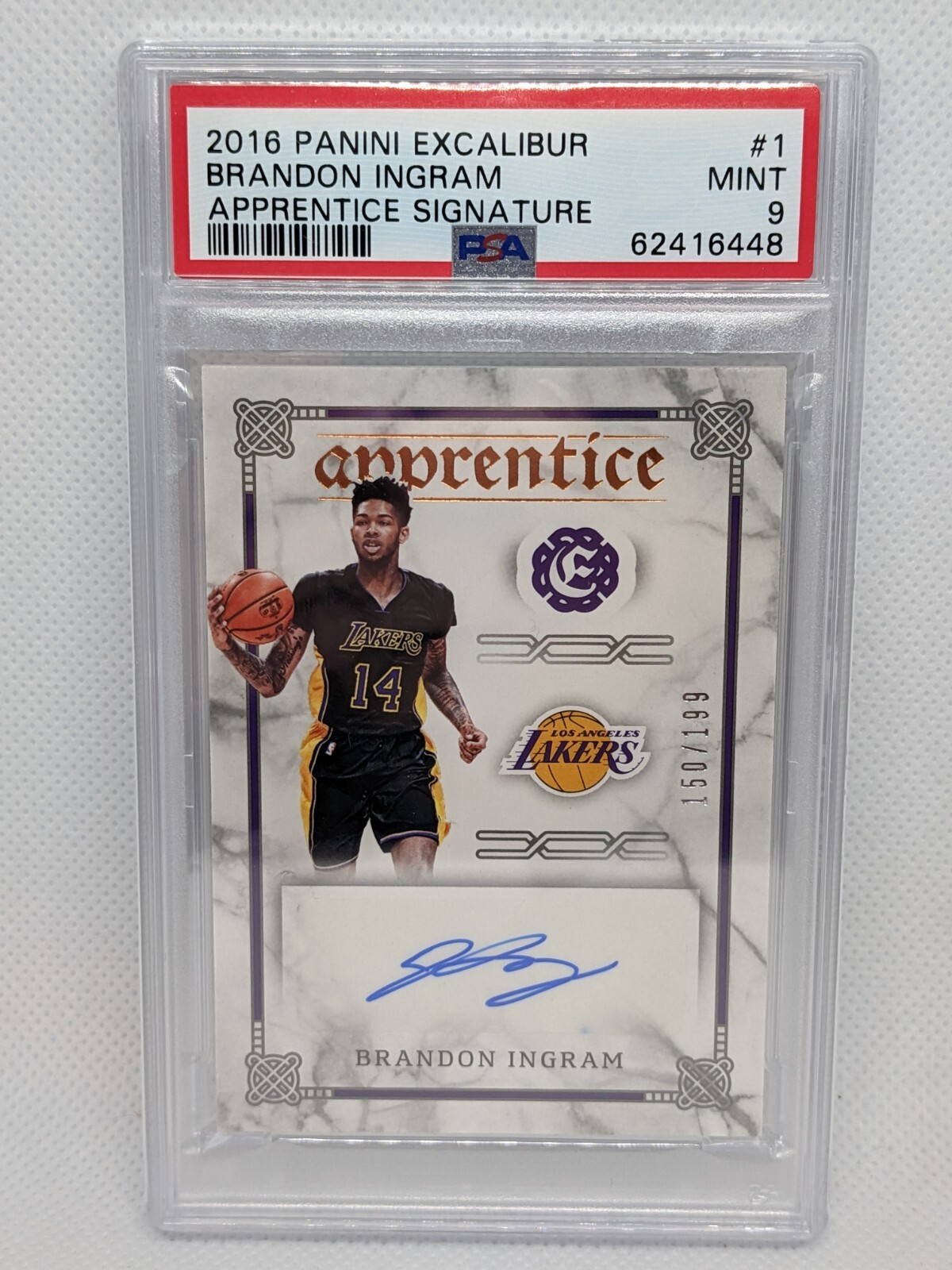 Brandon Ingram 2016-17 Panini Excalibur Apprentice Signature RC Auto PSA 9 /199