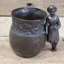 Victorian Antique Middletown Plate Co. Girl on Cup Toothpick Holder