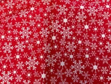 JOANN'S - SNOWFLAKES ON RED COTTON (21" x 44", MORE THAN 1/2 YD)