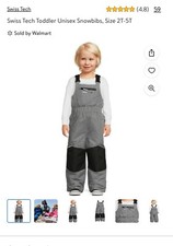Swiss Tech Toddler Unisex Gray Snowbibs Size 3T New