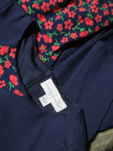 Chasing Fireflies Navy Pink Floral Pleated Flare Dress Side Pockets Girls Sz S - Picture 3 of 9