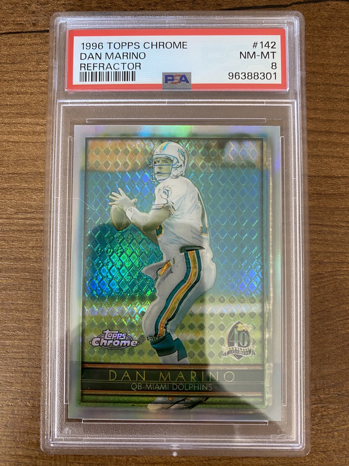1996 Topps Chrome #142 Dan Marino Refractor PSA 8 NM-MT