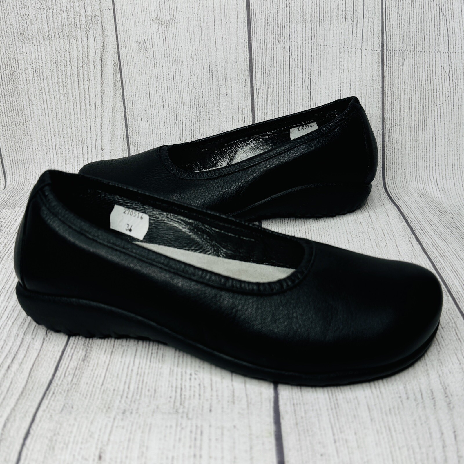 Naot Taupo Womens Black Leather Ballet Flats Loafer Sz EU 36 US