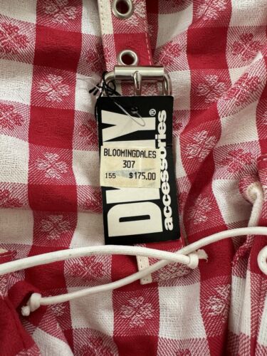 Vintage DKNY Stoff Picknick Rucksack Y2K 90er Neu mit Etikett kultig rot weiß Tischdecke italienisch - Bild 3 von 8