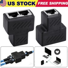 2-Pack RJ45 Ethernet Connector Splitter 1 to 2 sockets Internet Cable Cat 5 6 7