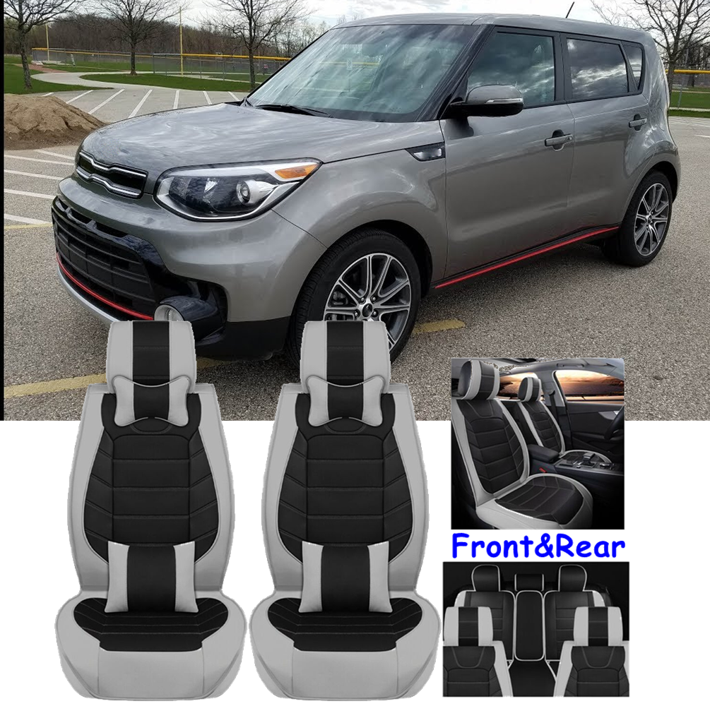 Full Set Car Seats Covers 5-Seater Front&Rear Cushion PU Leather