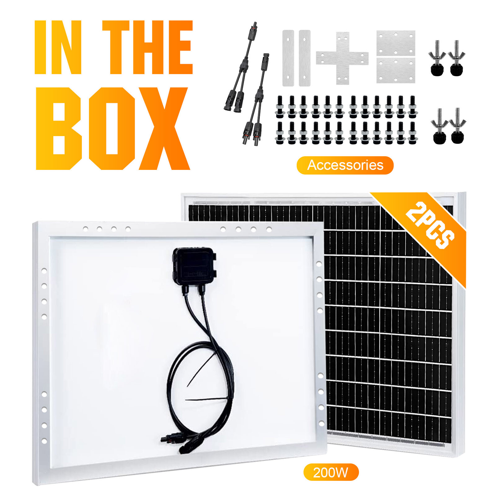 200W 12V Mono Solar Panel Kit for Off-Grid Battery Charging Home Camp Rooftop