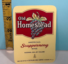 Vintage Old Homestead Scuppernong Wine Label,...