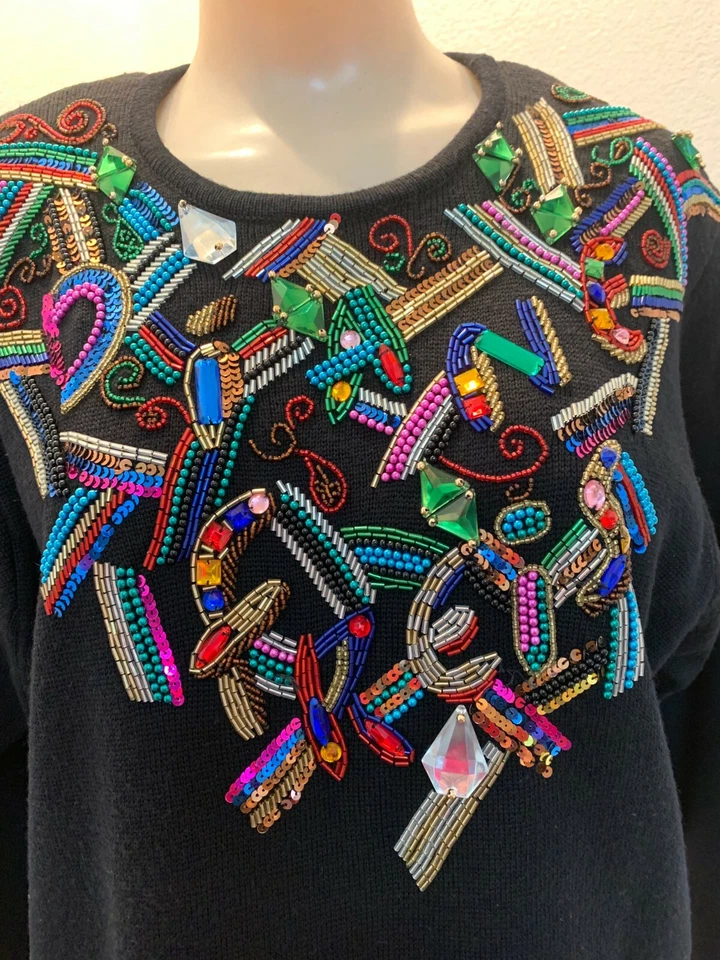 Precioso vestido suéter vintage Diane Freis con cuentas talla M/L nuevo con etiquetas Foto 2 de 4