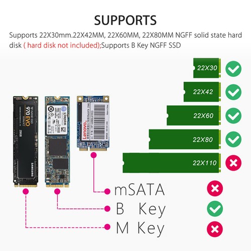 M.2 SATA SSD to USB 3.0 6Gbp/s External SSD Reader Converter Adapter Enclosure - Picture 3 of 12