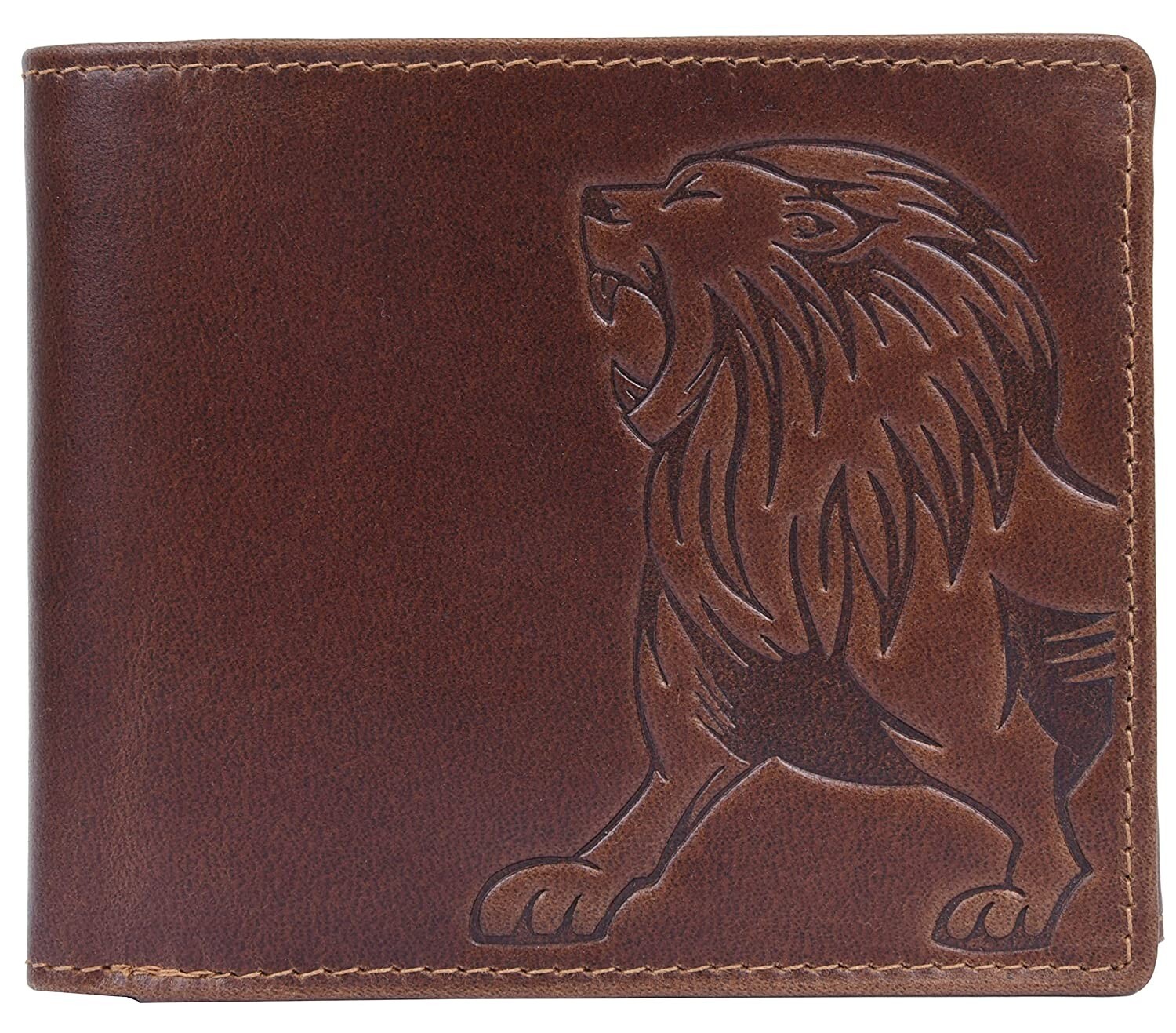 Men's Caramel Brown RFID Blocking Genuine Leather Bi-fold Wallet