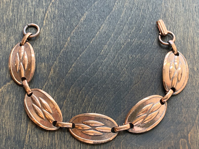 Vintage Mid Century Southwest 100% Copper Link Western Bracelet Size 7''
