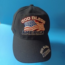 God Bless America Embroidered Adjustable Black Hat American Flag USA