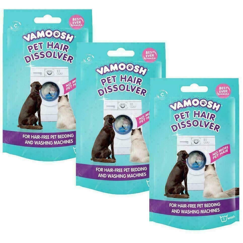 6 x Vamoosh Pet Cat/Dog Hair Dissolver Remover Sachets For Washing