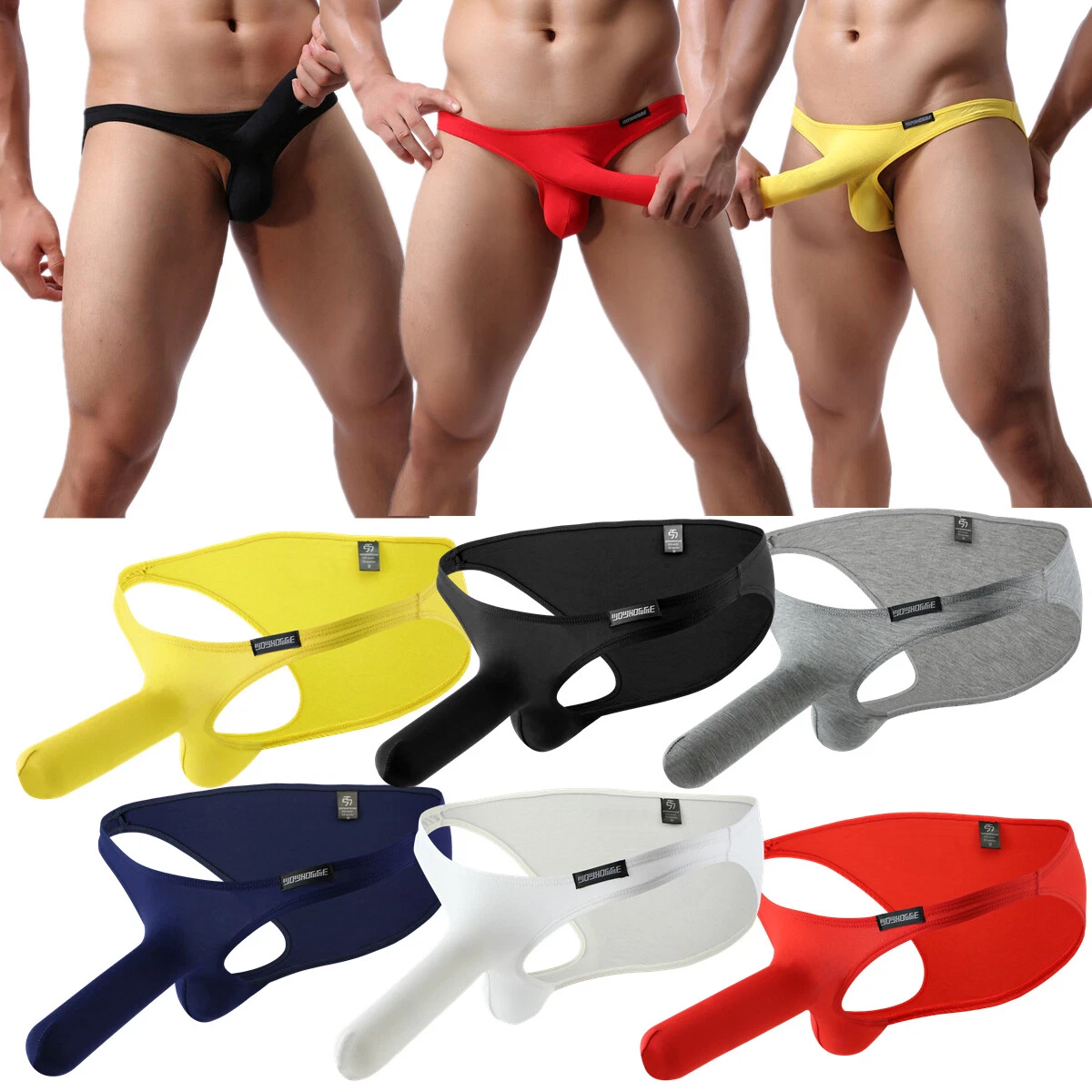 6pcs Pack Men's Elephant Trunk Briefs Underwear Bulge Pouch Trunks