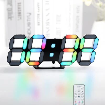 MARKE KOSUMOSU LED-Digitaluhr, Neonuhr, 24,6 cm, schwarz, Gaming-Uhr, RGB-LED-Wanduhr für