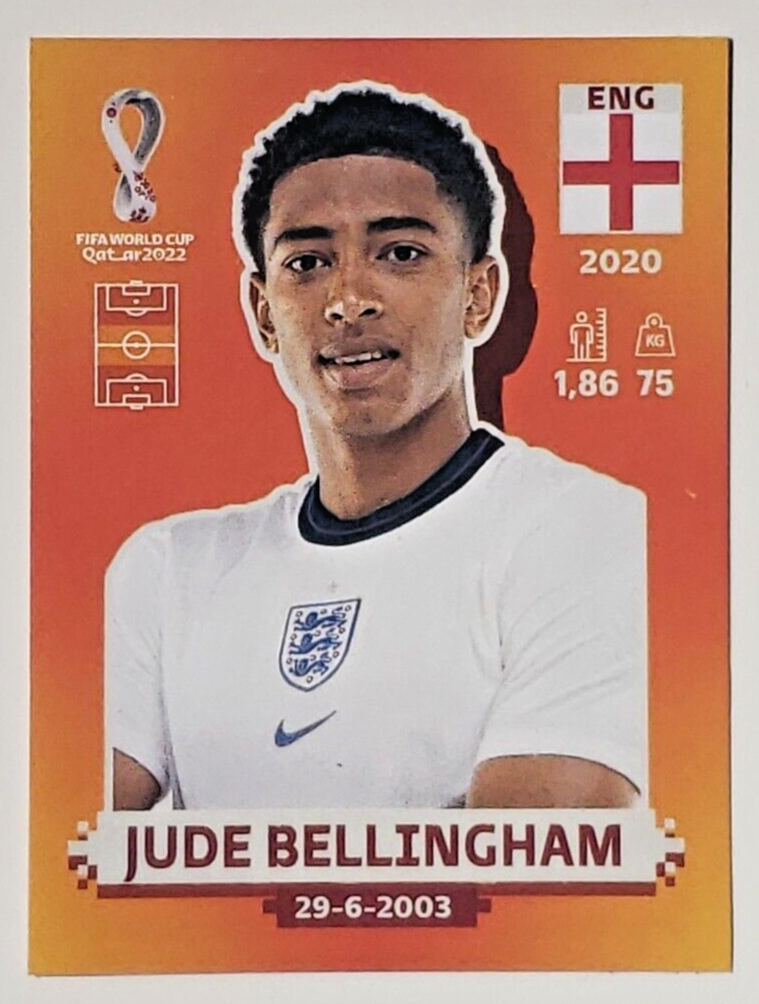 Jude Bellingham #ENG10 England Orange Sticker - 2022 Panini World