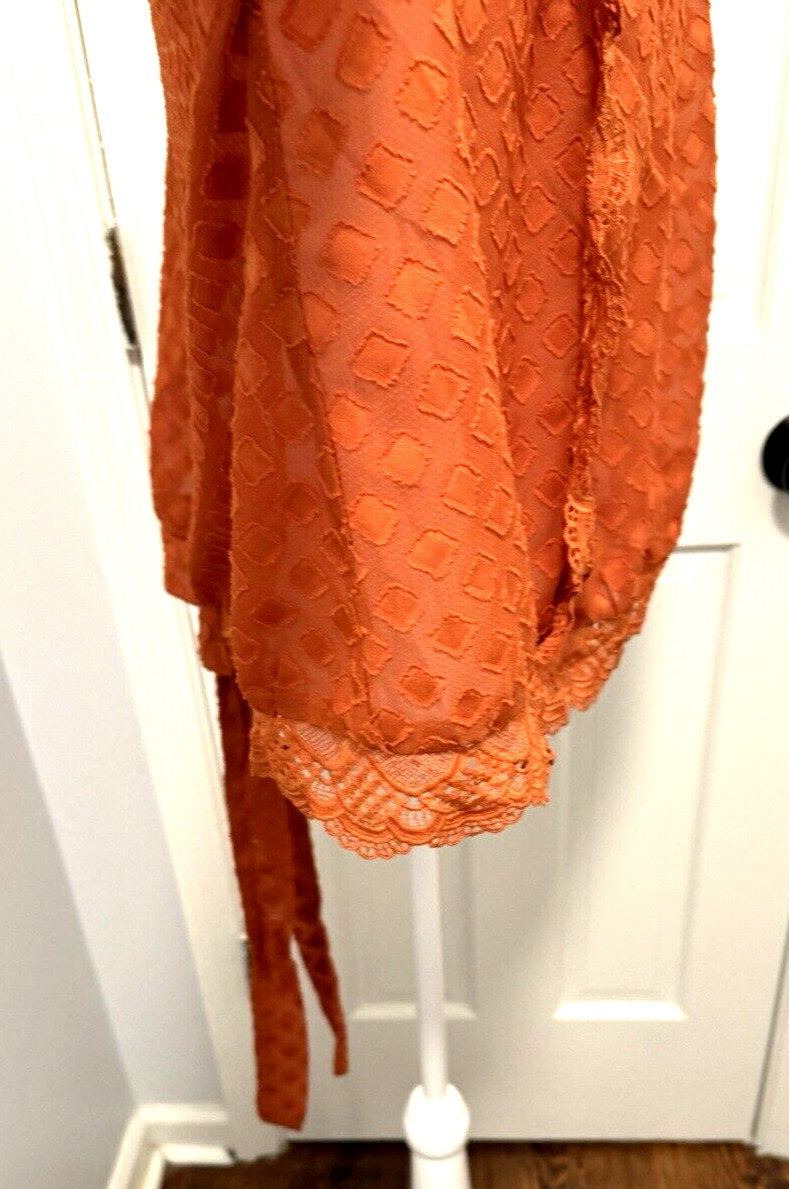 Haute Fox Sheer Rust Diamond Shape Pattern Long S… - image 9