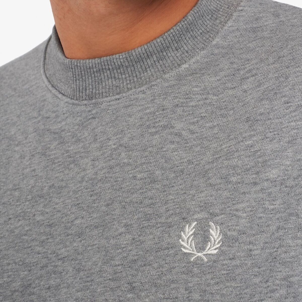 Fred Perry Men's Long Sleeve Crew Neck Sweatshirt M7535 Steel Marl/Snow/Snow