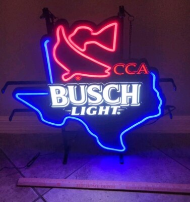 BUSCH LIGHT CCA TEXAS LED BEER BAR SIGN MAN CAVE DECOR FISH COASTAL  Authentic