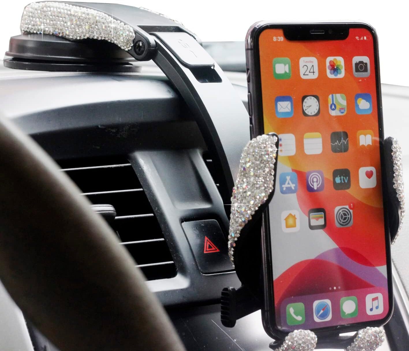 Bling Rhinestone Car Phone Mount Gravity Car Phone Holder with Windshield