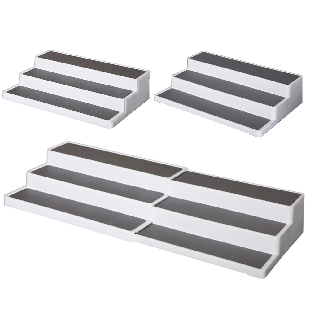 Extendable 3 Tier Shelf Jar Rack Holder Cupboard Organiser Storage