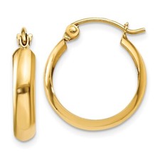 14mm 10k Yellow Gold Polished 3.5mm Hoop Earrings