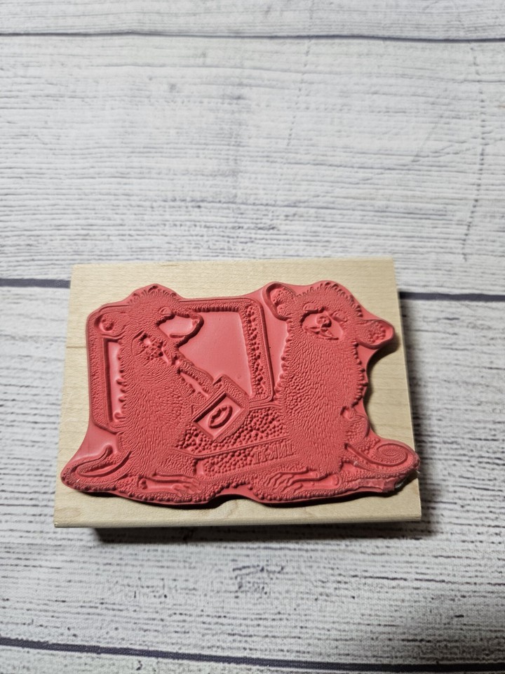 Vintage Stampabilities HOUSE MOUSE Lip Stamp Wooden Rubber Stamp 1999/