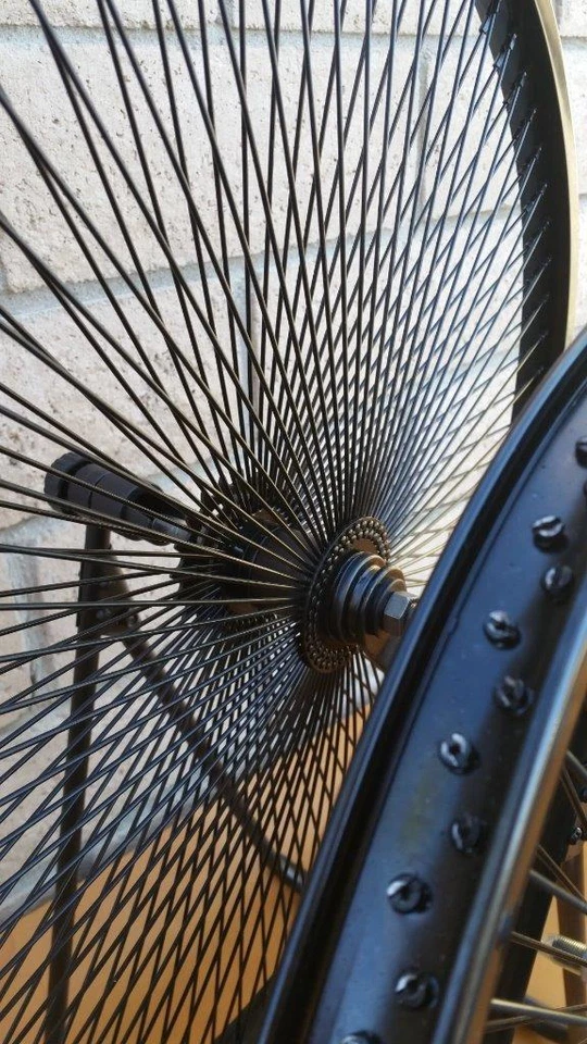 Pair of 26" Cruiser Lowrider Bicycle Dayton BLACK Wheels 144 Spokes Front & Rear - Image 3 of 4
