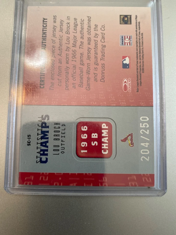 🔥2003 Donruss Champions /250 Lou Brock #SC-15 HOF GREAT - Image 3 of 4