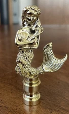 Preowned NOS Vintage Mermaid Statue Figurine Brass Metal Lamp Finial