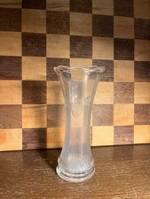 Clear Floral Etched Glass Swung Vase A174