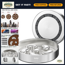 Slow Feeder Dog Bowl 2 Cups - Stainless Steel, Non-Slip Base, Puzzle Maze for Me