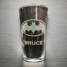 Image of PERSONALISED BATMAN PINT GLASS WITH YOUR NAME / MESSAGE gift boxed