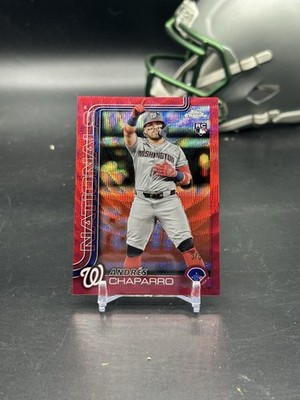 Andres Chaparro 2025 Topps Chrome #1187 Red Wave /5 SP Nationals (MS)