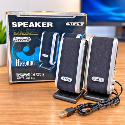 HY-218 USB Computer Speakers Stereo Desktop Laptop Mini Speaker Set Open Box New