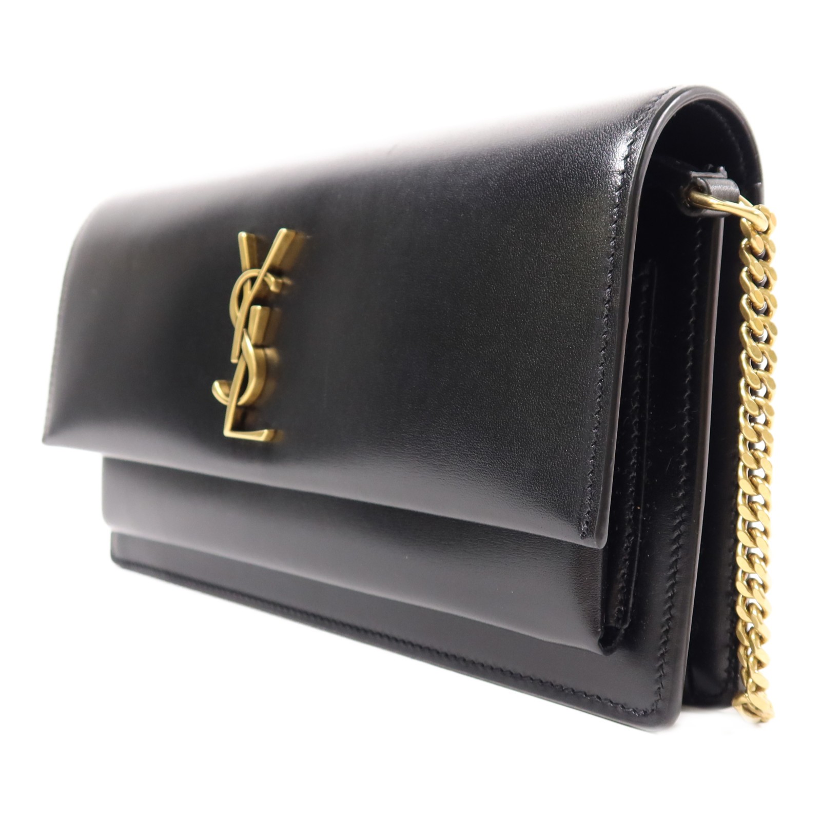 SAINT LAURENT YSL GHW Sunset pochette in scatola borsa a tracolla pelle di agnello nera