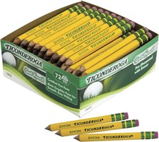 Golf Pencils With Erasers, 2 HB Lead, Yellow, Pack Of 72