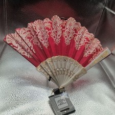 Bronzing Flower Pattern Folding Fan Chinese Style Silky Fan Accessories Rose Red