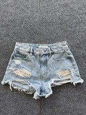 PacSun High Rise Festival Denim Shorts Women  s Size 25 Light Wash Distressed