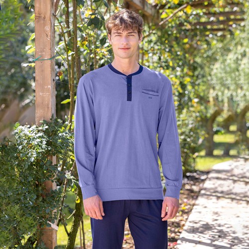 Pigiama uomo scollo serafino cotone leggero Irge IRI2520 - Afbeelding 2 van 4